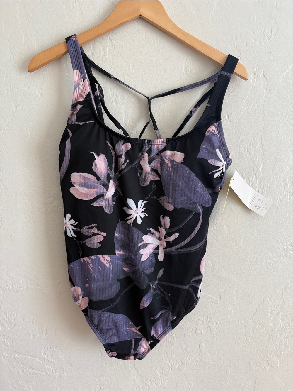 all in motion Black Floral One-Piece Swimsuit with Pink Accents